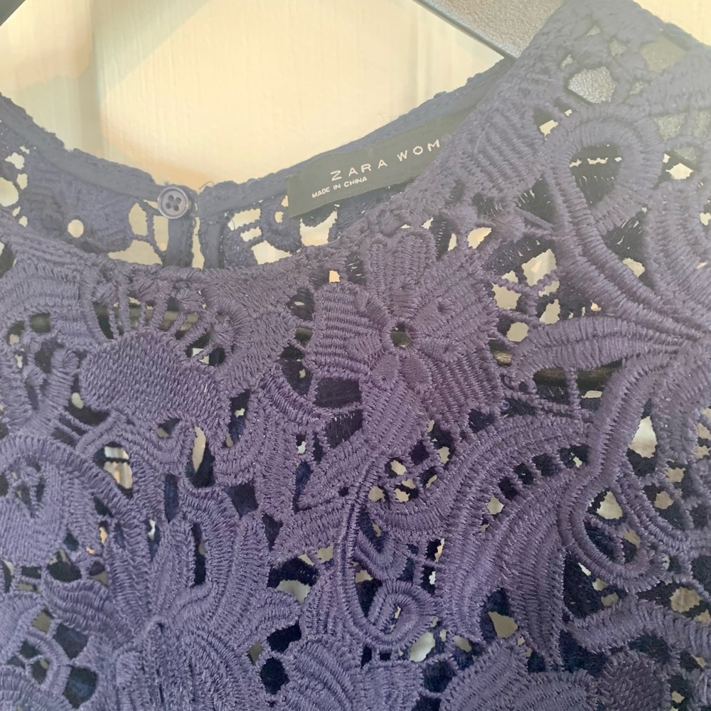 🍄3/29/🍄Zara Blue Asymmetrical Embellished Blouse 3/4 Sleeves NWOT